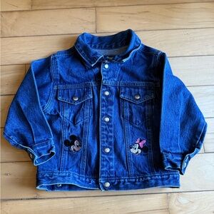 Kids Blue Denim Jacket Minnie Mickey Mouse Embroidery Size: 3T Jean Long Sleeve